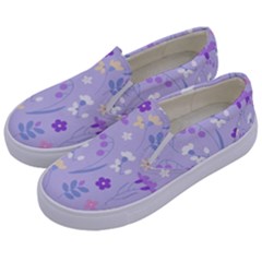 violet,lavender,cute,floral,pink,purple,pattern,girly,modern,trendy Kids  Canvas Slip Ons