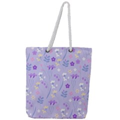 violet,lavender,cute,floral,pink,purple,pattern,girly,modern,trendy Full Print Rope Handle Tote (Large)