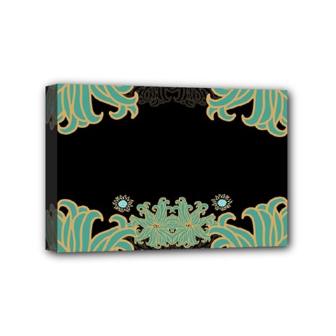 Black,green,gold,art Nouveau,floral,pattern Mini Canvas 6  X 4  by NouveauDesign