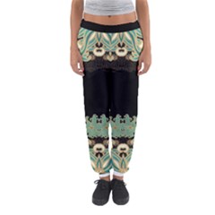 Black,green,gold,art Nouveau,floral,pattern Women s Jogger Sweatpants by NouveauDesign