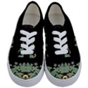 black,green,gold,art nouveau,floral,pattern Kids  Classic Low Top Sneakers View1