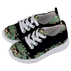 Black,green,gold,art Nouveau,floral,pattern Kids  Lightweight Sports Shoes by NouveauDesign