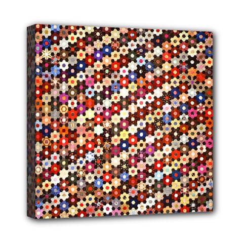 Mosaic Pattern Quilt Pattern Mini Canvas 8  X 8  (stretched) by paulaoliveiradesign