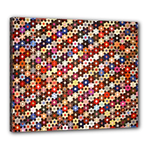 Mosaic Pattern Quilt Pattern Canvas 24  X 20  (stretched) by paulaoliveiradesign