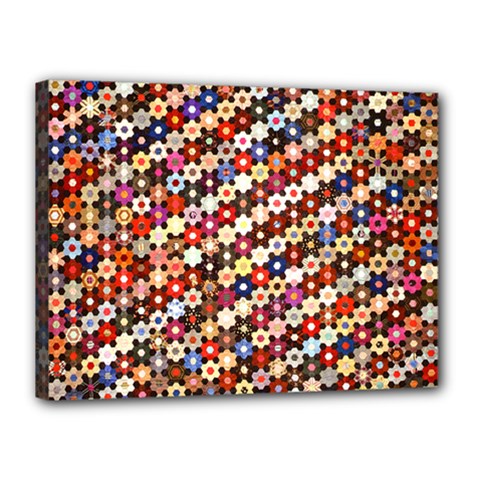 Mosaic Pattern Quilt Pattern Canvas 16  X 12  (stretched) by paulaoliveiradesign