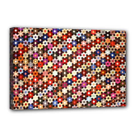 Mosaic Pattern Quilt Pattern Canvas 18  X 12  (stretched) by paulaoliveiradesign