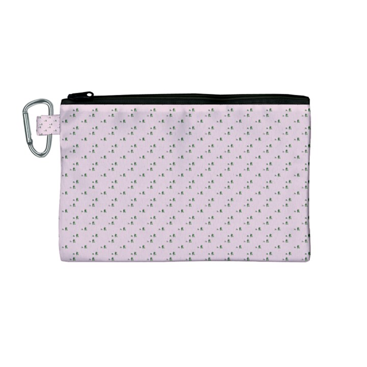 Pink Flowers Pink Canvas Cosmetic Bag (Medium)