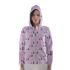 Pink Flowers Pink Big Hooded Wind Breaker (women)