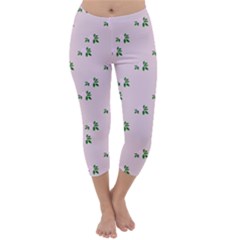 Pink Flowers Pink Big Capri Winter Leggings 