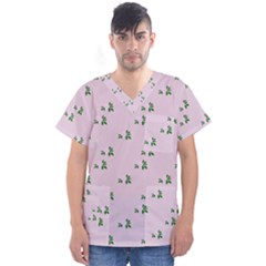 Pink Flowers Pink Big Men s V-neck Scrub Top