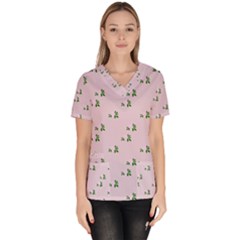 Pink Flowers Pink Big Scrub Top