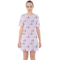 Pink Flowers Pink Big Sixties Short Sleeve Mini Dress