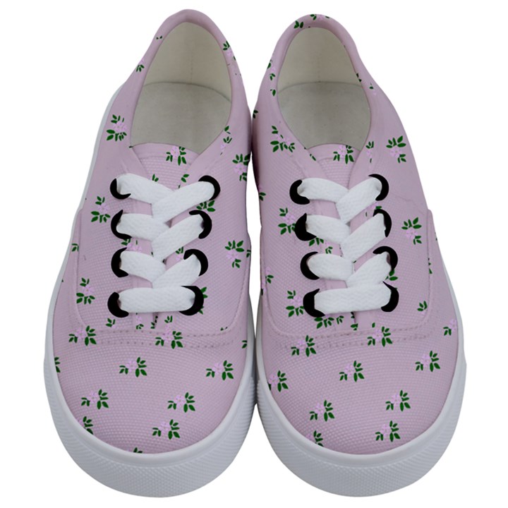 Pink Flowers Pink Big Kids  Classic Low Top Sneakers