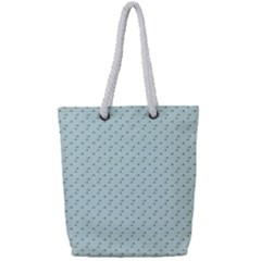 Pink Flowers Blue Full Print Rope Handle Tote (small)