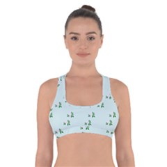 Pink Flowers Blue Big Cross Back Sports Bra by snowwhitegirl