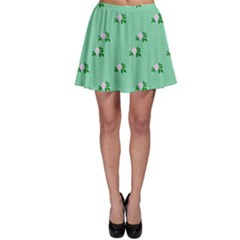 Pink Flowers Green Big Skater Skirt by snowwhitegirl