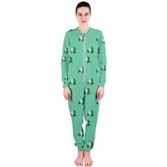 Pink Flowers Green Big Onepiece Jumpsuit (ladies) 