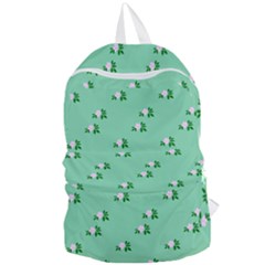 Pink Flowers Green Big Foldable Lightweight Backpack