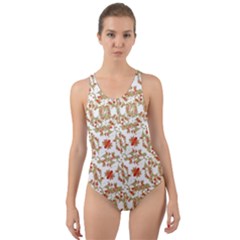 Colorful Modern Pattern Cut-out Back One Piece Swimsuit