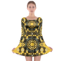 Ornate Circulate Is Festive In A Flower Wreath Decorative Long Sleeve Skater Dress by pepitasart