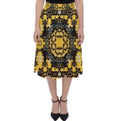 Ornate Circulate Is Festive In A Flower Wreath Decorative Folding Skater Skirt by pepitasart