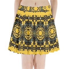 Ornate Circulate Is Festive In A Flower Wreath Decorative Pleated Mini Skirt by pepitasart