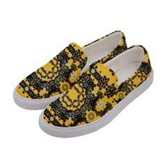 Ornate Circulate Is Festive In A Flower Wreath Decorative Women s Canvas Slip Ons by pepitasart