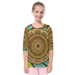 Kaleidoscope Dream Illusion Kids  Quarter Sleeve Raglan Tee