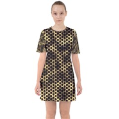 Honeycomb Beehive Nature Sixties Short Sleeve Mini Dress