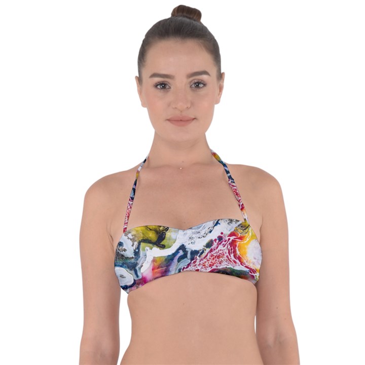 Abstract Art Detail Painting Halter Bandeau Bikini Top