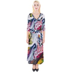 Abstract Art Detail Painting Quarter Sleeve Wrap Maxi Dress