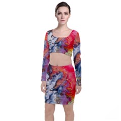 Art Abstract Macro Long Sleeve Crop Top & Bodycon Skirt Set by Nexatart