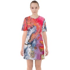 Art Abstract Macro Sixties Short Sleeve Mini Dress