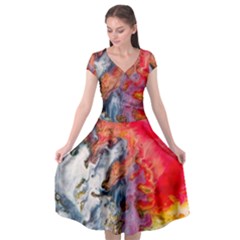 Art Abstract Macro Cap Sleeve Wrap Front Dress by Nexatart