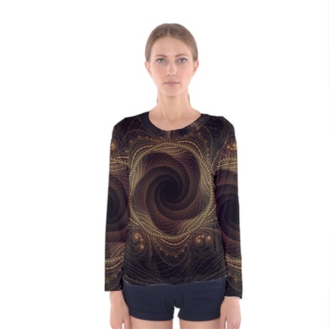 Beads Fractal Abstract Pattern Women s Long Sleeve Tee by Nexatart