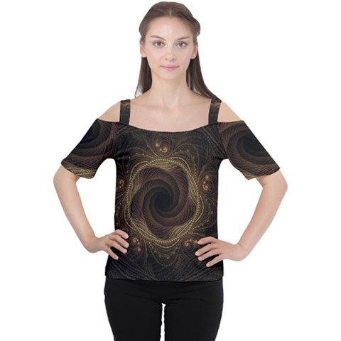 Beads Fractal Abstract Pattern Cutout Shoulder Tee by Nexatart