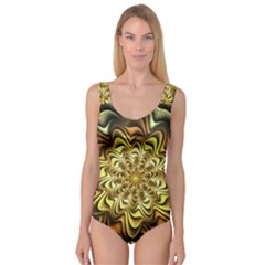 Fractal Flower Petals Gold Princess Tank Leotard  by Nexatart