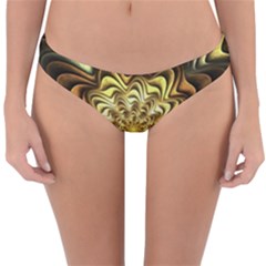 Fractal Flower Petals Gold Reversible Hipster Bikini Bottoms by Nexatart