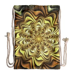 Fractal Flower Petals Gold Drawstring Bag (large) by Nexatart