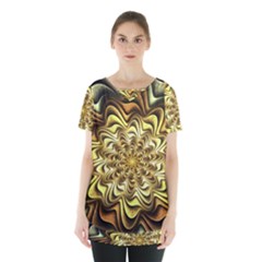 Fractal Flower Petals Gold Skirt Hem Sports Top