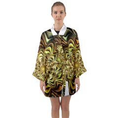 Fractal Flower Petals Gold Long Sleeve Kimono Robe