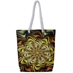 Fractal Flower Petals Gold Full Print Rope Handle Tote (small) by Nexatart