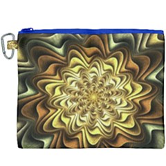 Fractal Flower Petals Gold Canvas Cosmetic Bag (xxxl) by Nexatart