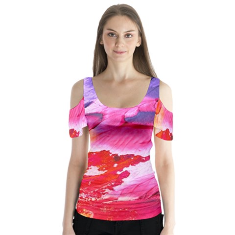 Abstract Art Background Paint Butterfly Sleeve Cutout Tee  by Nexatart