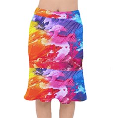 Abstract Art Background Paint Mermaid Skirt