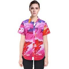 Abstract Art Background Paint Women s Short Sleeve Shirt