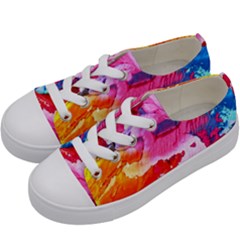 Abstract Art Background Paint Kids  Low Top Canvas Sneakers