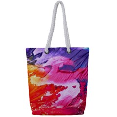 Abstract Art Background Paint Full Print Rope Handle Tote (small)