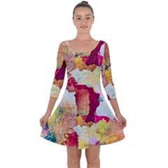 Art Detail Abstract Painting Wax Quarter Sleeve Skater Dress