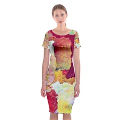 Art Detail Abstract Painting Wax Classic Short Sleeve Midi Dress